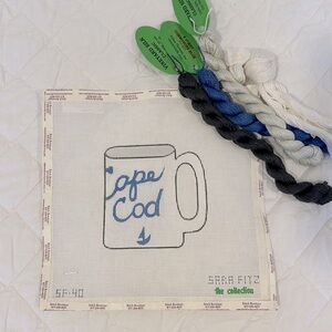 Sara Fitz Cape Cod coffee mug needlepoint canvas and silk thread kit NEW